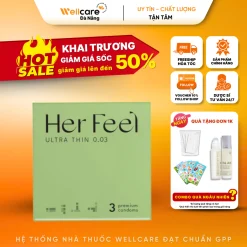 [✅CHÍNH HÃNG] Bao Cao Su PlayAh Her Feel Ultra Thin Siêu Mỏng Nhiều Gel Cao Cấp - Hộp 3 cái - Size 52mm