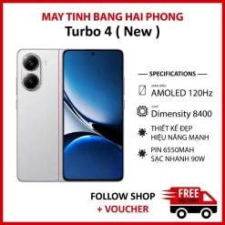 Điện thoại Xiaomi Redmi Turbo 4 RAM 12/256GB chip Dimensity 8400 Ultra pin 6550 mAh hỗ trợ sạc nhanh 90W