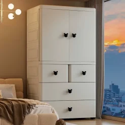 Tủ quần áo trẻ em nhựa PP an toàn,Tủ quần áo em bé có móc treo,Tủ nhựa 4 tầng cho học sinh,Tủ gấu để đồ cho trẻ em