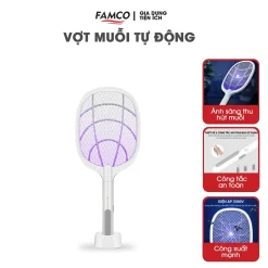 Vợt muỗi thông minh tự động kiêm đèn bắt muỗi NP-A223 sạc tích điện, vợt bắt muỗi thông minh cao cấp để bàn Hot New New