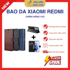 Bao da Xiaomi Redmi nắp gập có khoá cài nam châm Redmi Note 15 14 7 12 13 13C 9A 9C 12C redmi 15 15T