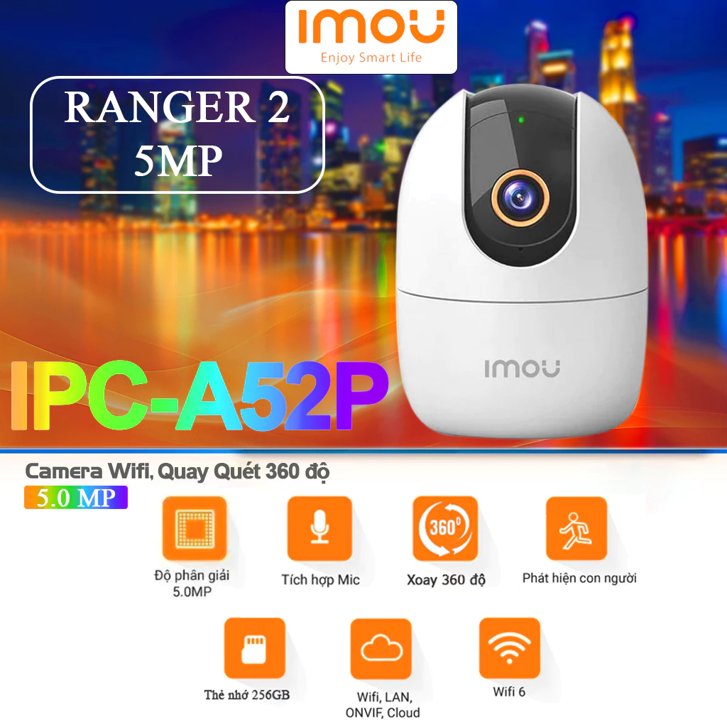 Camera Imou IP Wifi Xoay 360 – 3MP/5MP (2K/3K) A32EP A52P Camera IMOU Ranger 2 - HàngChính Hãng