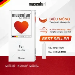 Bao Cao Su Siêu Mỏng Masculan Superfine - Mỏng chân thật - Không Mùi Cao Su - Hương thơm độc quyền
