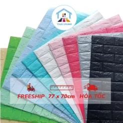 Xốp Dán Tường 3D Giả Gạch dày 3mm - 4mm- 5mm khổ lớn 77cm x70cm có keo sẵn hcm
