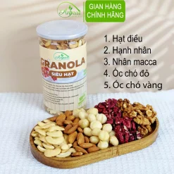 Granola Siêu Hạt ANNU Cho Người Ăn Kiêng Giảm Cân 500g, Đồ Ăn Vặt Healthy, Thêm Ngũ Cốc, Hoa Quả Sấy, Ăn Sáng Dinh Dưỡng