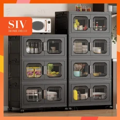[Tối đa] SIV 90cm Tủ nhựa đựng đồ gấp gọn rộng ,chất liệu pp cao cấp không mùi,Bánh Xe Xoay 360°Màu đen