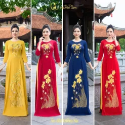 [GIẢM 40K] Áo Dài Lụa Mỹ Diễm Sa Kết Hoa Thêu Nổi 3D, Đính Đá Cao Cấp - Áo Dài Cho Mẹ 6 Màu, Áo Dài Cho Mẹ Sui