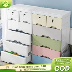 Trove Tủ Nhựa Nhiều Tầng Ngăn Kéo Tủ lưu trữ đa năng phòng ngủ Cực lớn Khóa Làm dày Giá lưu trữ