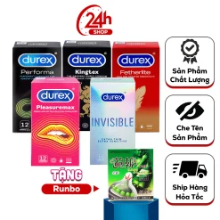 [Combo 5 Hộp] Bao Cao Su Durex Performa, Bcs Invisible, Bcs Pleasuremax, Bcs Kingtex Ôm Sát, Bcs Fetherlite (58 Cái)