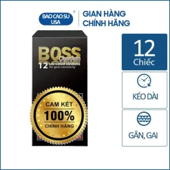Bao cao su kéo dài thời gian quan hệ có gân và gai Boss 4 in 1 [Hộp 12 cái]