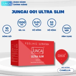 Bao cao su 001 JUNCAI siêu mỏng có gai 0.01mm kéo dài thời quan quan hệ