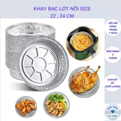 khay giấy bạc size 18 20 22 lót nồi chiên không dầu