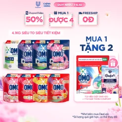 Nước Giặt OMO Matic Túi 3.6Kg/3.9Kg Chính Hãng - Giặt Máy Hiệu Quả