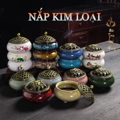 [ GIÁ SỈ ] Lư Xông Nụ Trầm Hương - BẢO TRẦM LINH HƯƠNG Đỉnh Đốt Nhang Khoanh Vòng Phong Thủy Bằng Gốm Sứ Vân Rạn Cao Cấp