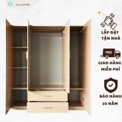 Tủ Nhựa Đài Loan quần áo 4 cánh cao cấp [ FREE SHIP ] Tủ chịu lực tốt nhất 2 lớp luồn lõi chịu lực tốt