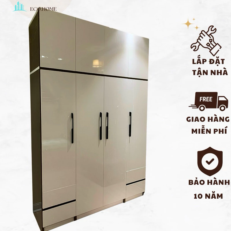 Tủ Nhựa Đài Loan 4 Cánh Cao 2m4 ngang 1m6- Tủ Nhựa Đựng Quần Áo 4 Buồng Giá Tốt Nhất | Miễn Phí Lắp
