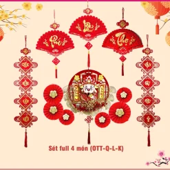 Sét trang trí tết , decor trang trí treo tường TẾT 2026 Ông thần tài có led + tặng móc treo + Pin