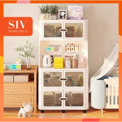 SIV Tủ Nhựa Đựng Kích thước lớn Có Bánh Xe phòng khách phòng tắm ban công Kệ tủ đa năng