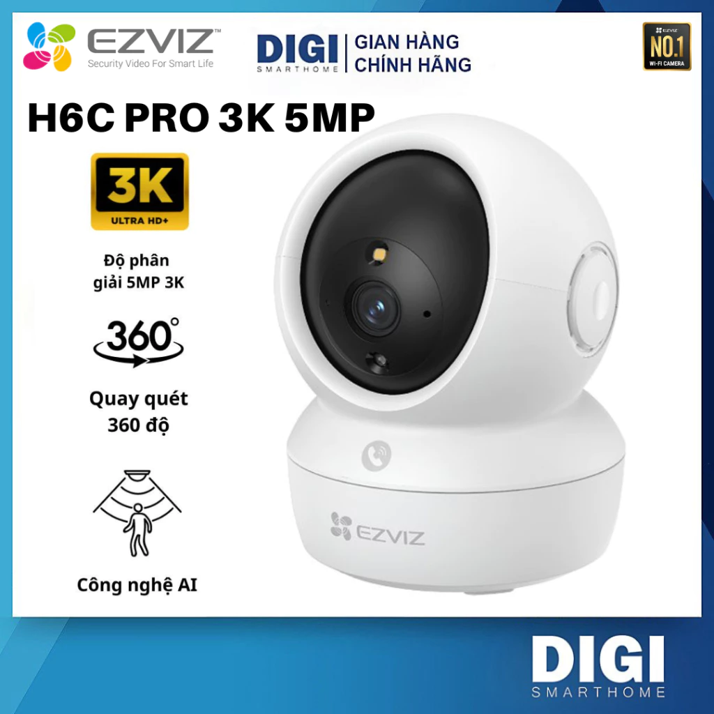 Camera Wifi EZVIZ H6C G1 8MP, H6C G1 5MP, H6C PRO 5MP/4MP/3MP/2MP, C6N PRO 3MP, C6N 2MP Xoay 360 Độ,Đàm Thoại 2 Chiều