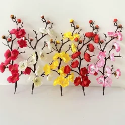 Cành Đào Lụa, Hoa Đào Cổ Trang Trí Tháp bánh Kẹo, Oản Tài Lộc, Góc Decor Tết 2025 Phụ Kiện Trang Trí Tết