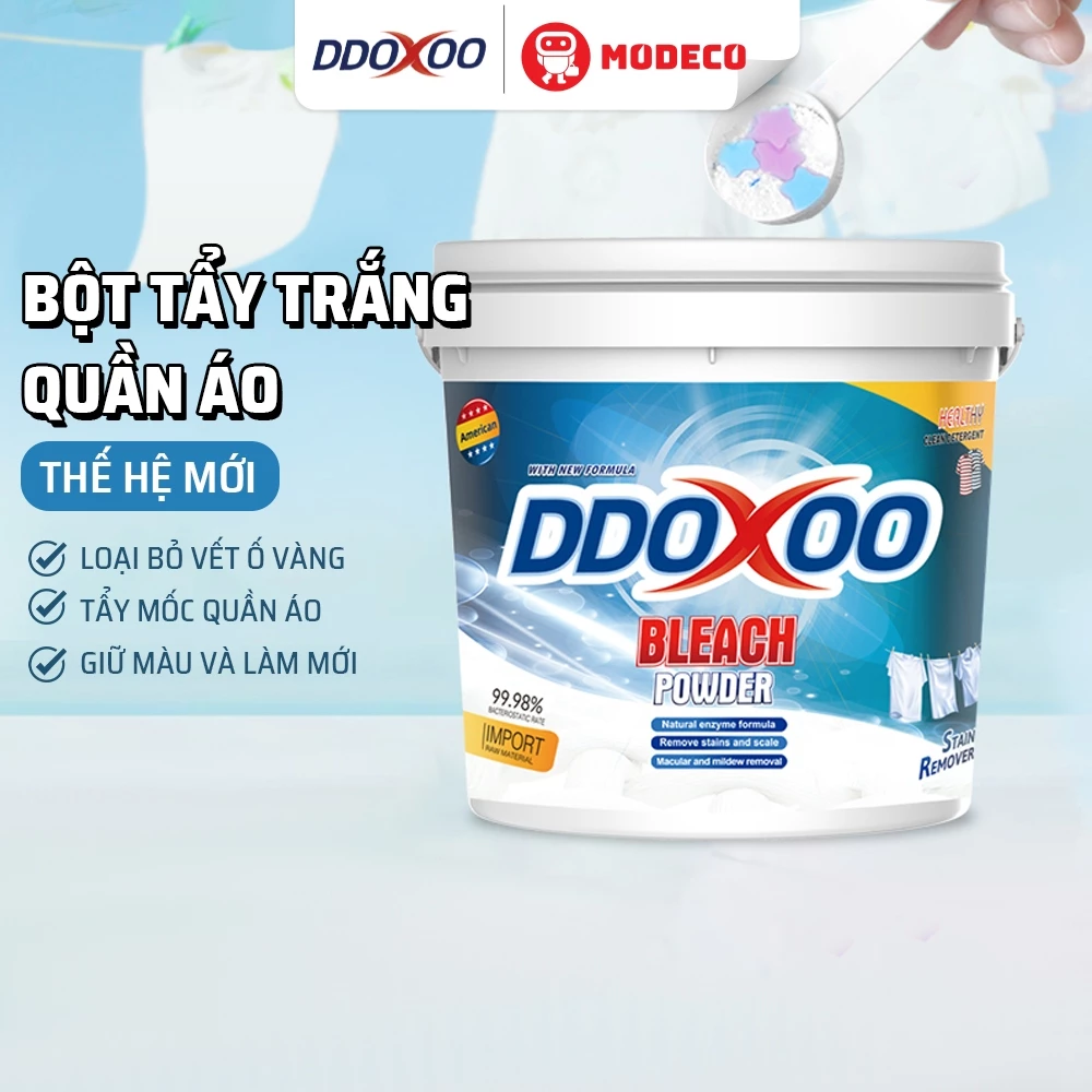 Bột Tẩy Trắng Quần Áo Modeco 800g - Làm Sạch Vải Ố Vàng, Vết Bẩn Khó Giặt, Quần Áo Bị Mốc - Hàng Chính Hãng DDOXOO