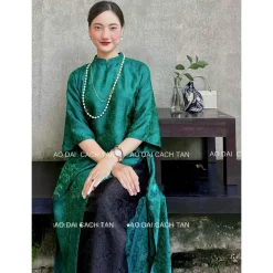 Áo dài cách tân nữ dáng suông tay lỡ, chất gấm tơ mềm mát mặc đám cưới hỏi lễ tết đẹp sang trọng