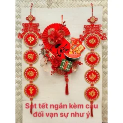 Sét tết ngắn kèm câu đối vạn sự như ý trang trí tết phụ kiện trang trí đầy đủ đẹp 2026