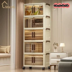 Tủ gấp trong suốt gia đình mới, rộng 40 cạnh, tủ quần áo ăn nhẹ, chất liệu nhựa PP, cửa đôi chống bụi