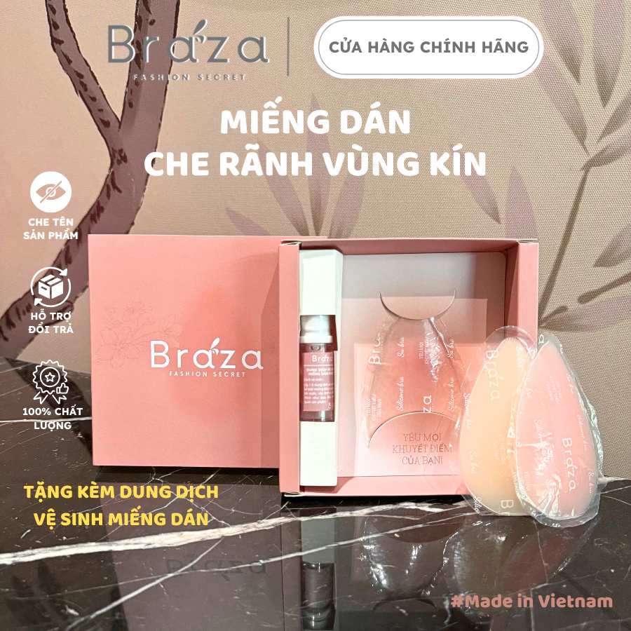 Miếng Dán Silicone Che Rãnh Vùng Kín Bảo Hộ Che Bikini Chống Lộ Sử Dụng Nhiều Lần Cao Cấp Braza