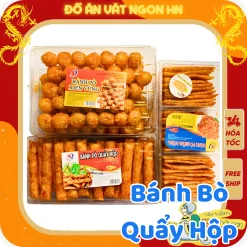Bánh bò quẩy hộp bánh bò xiên vừng bò vừng miếng loại hộp đặc biệt đồ ăn vặt ngon giá rẻ