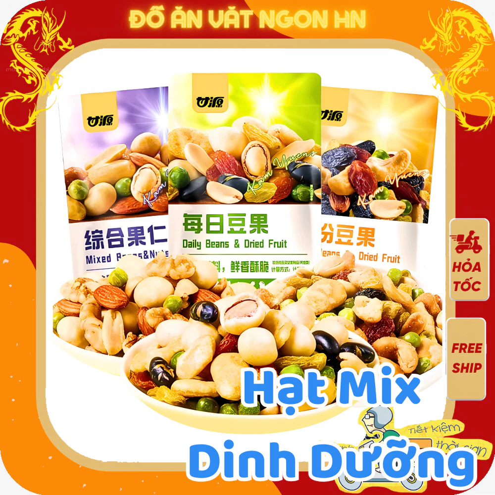 Hạt mix dinh dưỡng GANYUAN ăn văt trái cây sấy giòn hạt ngũ cốc sấy khô tẩm vị nội địa đồ ăn vặt