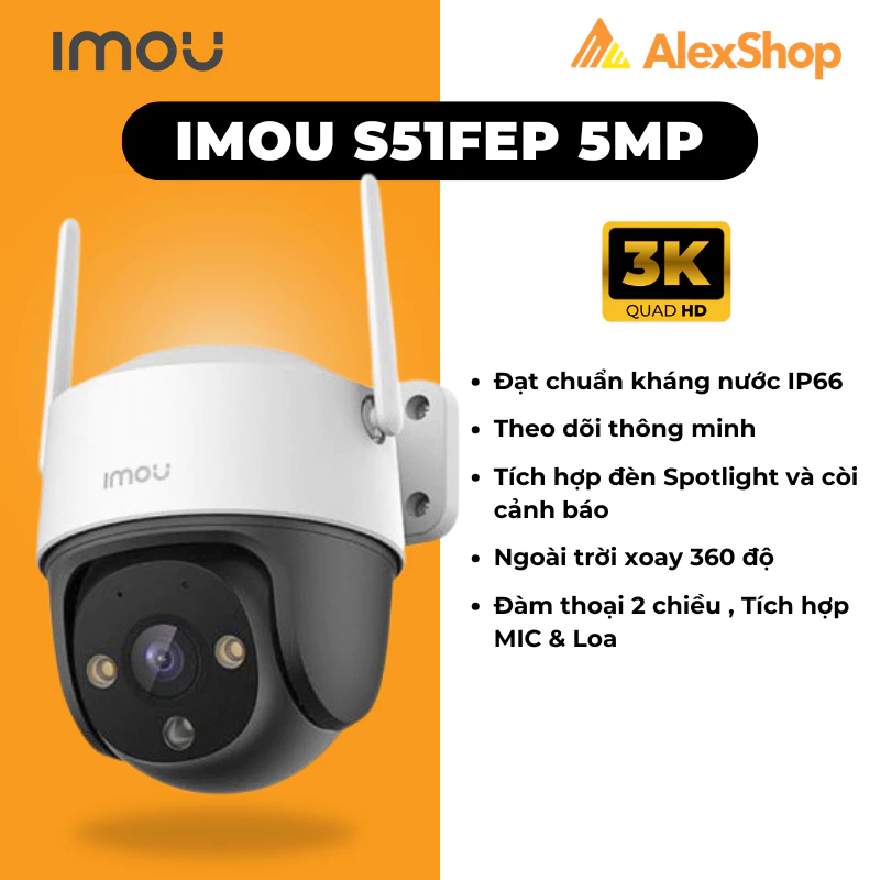 Camera Imou S51FEP- S31FEP (5M - 3M), Đàm Thoại 2 Chiều,Thông Minh Xoay 360 Báo Động Đàm- Camera Ngoài Trời