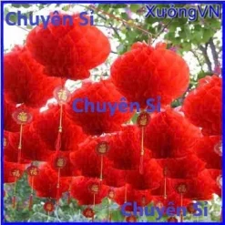 Tết 2026 Đèn lồng giấy nilông đỏ chống nước trang trí tết văn phòng khai trương ... Đuôi chữ phúc