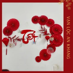 Set decor Tết Vạn Lộc An Khang 2026 TẶNG KÈM KEO DÁN – Set quạt trang trí nhà cửa, lớp học, phụ kiện Tết Bính Ngọ 02673