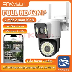 【Fnkvision】Camera Yoosee Wifi 2 Mắt giám sát Ngoài Trời Không Dây Ip66 Thông Minh chống nước an toàn FHD 12MP Siêu Né