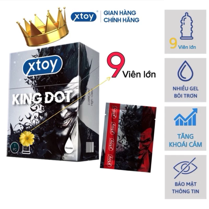 Bao cao su bi XTOY KING DOT bcs siêu gân gai, nhiều gel bôi trơn, hương chocolate