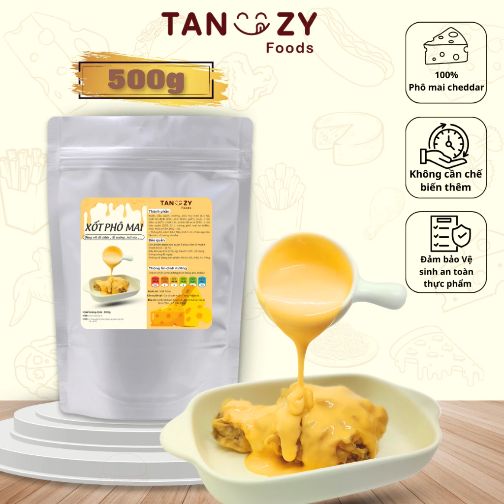 Xốt Phô Mai Tanzy Foods 500g chấm gà rán đồ chiên , mì trộn , hải sản , đồ nướng , BBQ