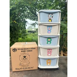 Tủ nhựa đa sắc màu 5 tầng nhiều màu sắc , tủ đựng quần áo đồ dùng đa năng có bánh xe
