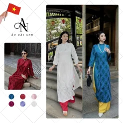 Áo Dài cách tân Gấm họa tiết Thọ Dơi CAO CẤP dáng suông tay lỡ mặc lễ Tết, Áo Dài Tết - Áo Dài ANN