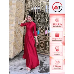 Áo dài trung niên, áo dài lụa ruby valentino trơn cao cấp size S - 4XL