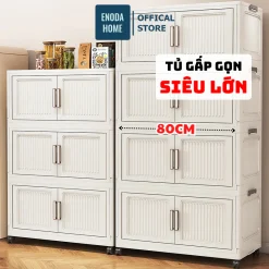 Tủ Đựng Đồ Đa Năng Gấp Gọn ENODA HOME, Tủ Nhựa Gia Đình Lớn Chịu Lực Tốt, Lắp Ráp Dễ Dàng, Bánh Xe Xoay 360 TUN580