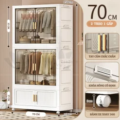 ZENLIFE Kệ Để Đồ Đa Năng 70cm,Tủ quần áo cho bé yêu,Tủ nhựa đa năng