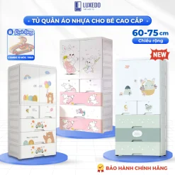 [TẶNG MÓC TREO] Tủ Quần Áo Nhựa Cho Bé, Tủ Nhựa Trẻ Em Có Ngăn Treo, Bánh Xe Tiện Lợi, Chất Liệu Nhựa An Toàn