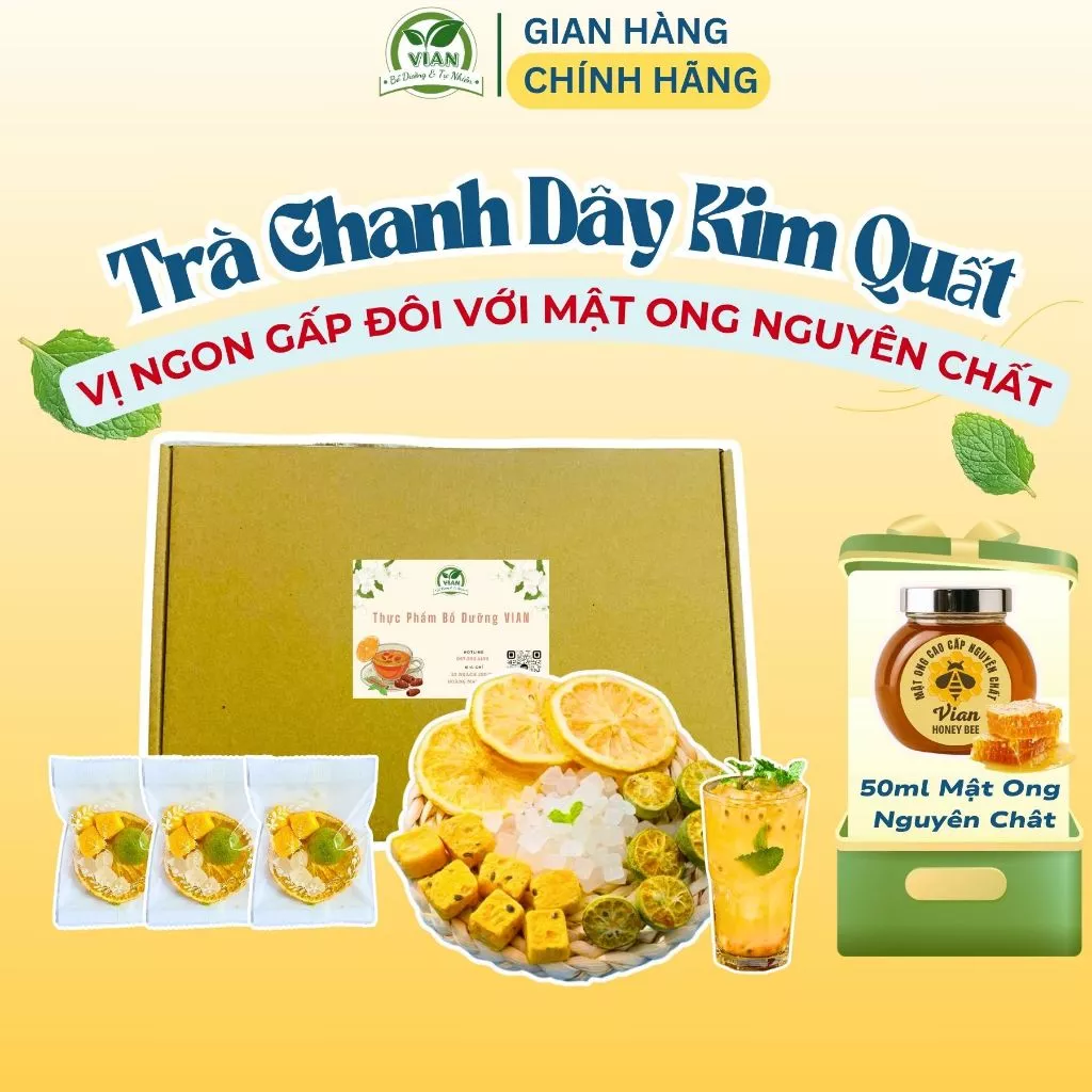 Trà Chanh Dây Kim Quất (Hộp 30 Gói Tặng 5 Gói) Trà Detox hỗ trợ Trắng Da (CD)