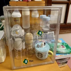 Tủ nhựa 2 tầng trong suốt đựng bình sữa, đựng đồ dùng cho bé, decor nhà cửa Hộp tủ đựng bình sữa