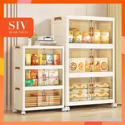 SIV 40-50cm tủ nhựa đựng quần áo không cần lắp đặt tủ đựng túi xách Có bánh xe tủ đựng đồ đa năng/tủ nhựa gấp gọn