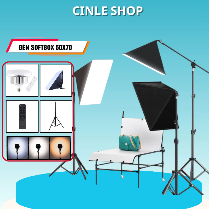 Đèn livestream Studio Softbox vuông 50x70 cung cấp ánh sáng đều, mềm, mịn -livestream quay video chuyên nghiệp-BH 12T