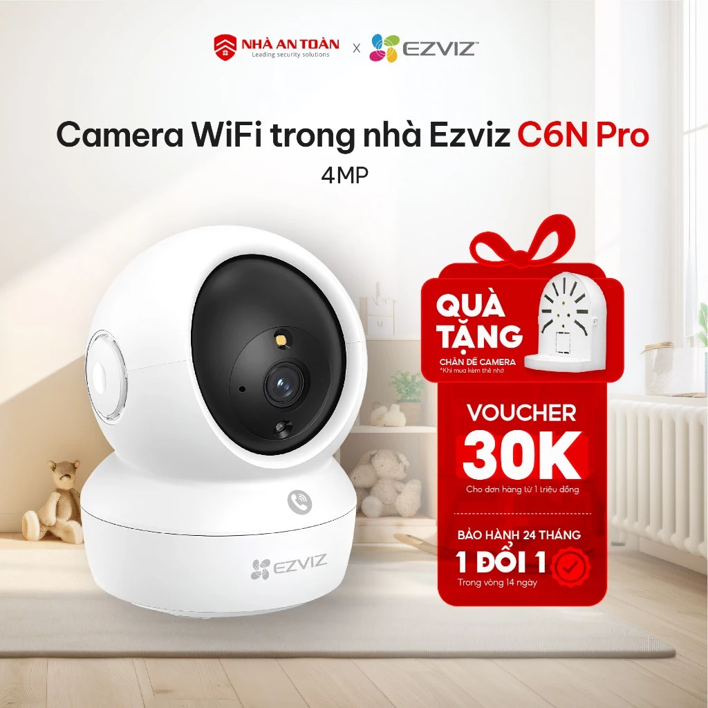 Camera Trong Nhà EZVIZ C6N Pro 2K - Camera WIFI 360°- Đàm Thoại 2 Chiều - Có Màu Ban Đêm