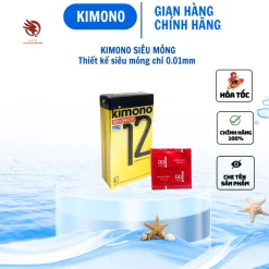 Bao cao su Kimono siêu mỏng chỉ 0.02mm, chân thật, không mùi chứa vitamin B cấp ẩm bôi trơn