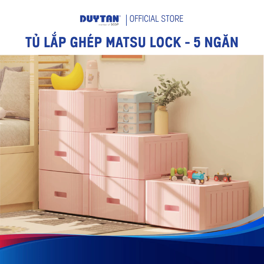 Tủ lắp ghép MatsuLock 5 ngăn DUY TÂN nhựa PP/ABS, 5 hộc tủ tháo lắp linh hoạt, tủ quần áo đa năng, tiện lợi